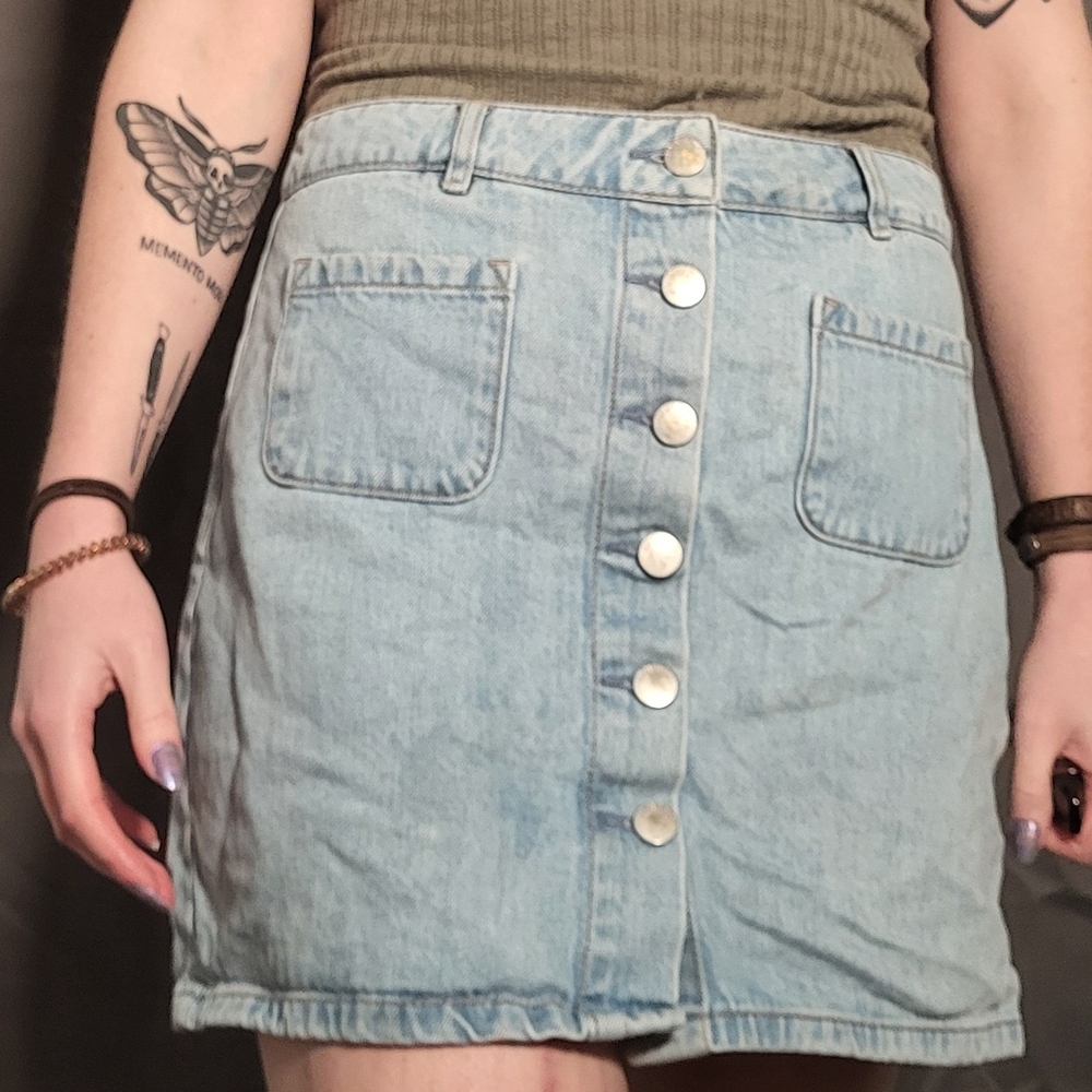 Garage Light Blue Denim Mini Skirt